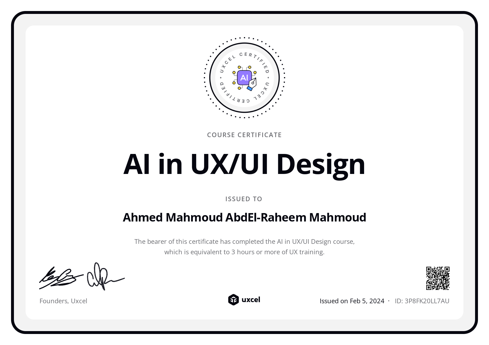 Ahmed Mahmoud AbdEl-Raheem Mahmoud's certificate